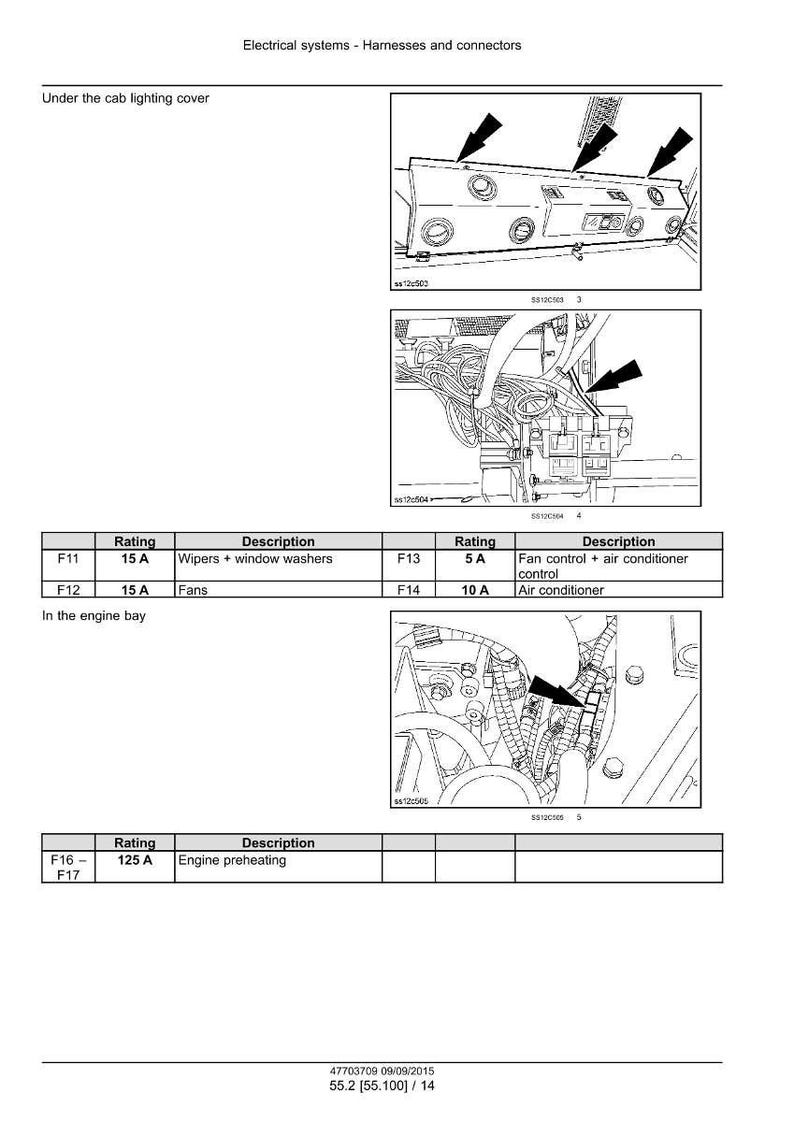 May include: Diagram of electrical systems, harnesses, and connectors. Includes images of components with arrows pointing to specific parts. Text labels identify components like wipers, fans, and air conditioning.
