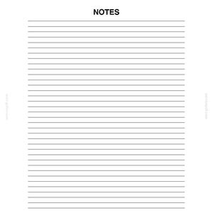 Może przedstawiać: Biała strona z poziomymi liniami do pisania notatek. Słowo &bdquo;NOTES&rdquo; jest wyśrodkowane u g&oacute;ry, nad nim znajduje się tekst &bdquo;SECTION 55 - ELECTRICAL CIRCUITS - CHAPTER 3&rdquo;. Strona pochodzi z instrukcji.