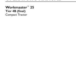 Puede incluir: Un manual del operador para un tractor compacto New Holland Workmaster 25 Tier 4B. La cubierta blanca presenta texto en negro que dice Original Instructions, Operator's Manual, Workmaster 25, Tier 4B (final), Compact Tractor, n&uacute;mero de pieza 51414247.