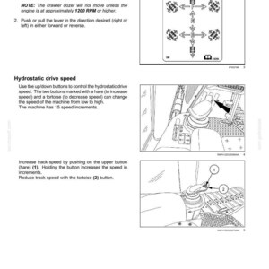 Puede incluir: Diagrama de controles con flechas direccionales y s&iacute;mbolos. La imagen tambi&eacute;n muestra un primer plano de una palanca y botones numerados 1 y 2, probablemente para controlar la velocidad y direcci&oacute;n de una m&aacute;quina.