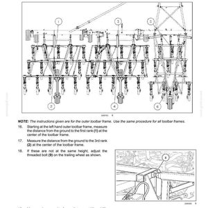 Pu&ograve; includere: Un diagramma tecnico intitolato FRAME POSITIONING - FRAME LEVELLING che mostra le istruzioni per WING SECTION LEVELING. Include un disegno al tratto di un telaio con componenti numerati e un riquadro che mostra un bullone filettato 9.