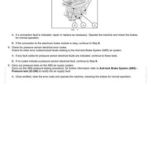 May include: Diagram of an electrical system with fault codes, including a detailed illustration of a component labeled with numbers 1-5. Text instructions provide troubleshooting steps for the system.