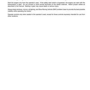 Puede incluir: Una p&aacute;gina de manual titulada "INTRODUCCI&Oacute;N" con instrucciones de seguridad para operar un tractor. El texto incluye advertencias y pautas de seguridad para el operador.