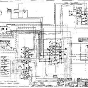 May include: A detailed black and white schematic diagram of an electrical system, featuring interconnected components, lines, and labels. The diagram is complex, with numerous symbols and notations, likely for engineering or technical documentation.