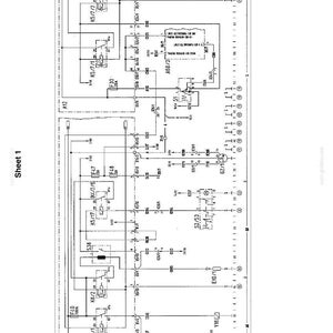 Pode incluir: Um diagrama esquem&aacute;tico detalhado em preto e branco com s&iacute;mbolos el&eacute;tricos e etiquetas de texto. O diagrama mostra v&aacute;rios componentes e conex&otilde;es. O texto "Sheet 1" &eacute; vis&iacute;vel.