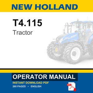 Manual de operación y mantenimiento del tractor New Holland T4.115 / Descarga instantánea en PDF imagen 1