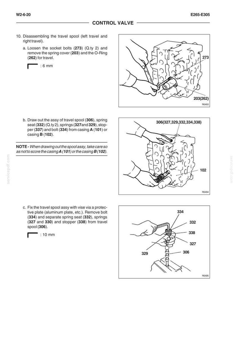 Pode incluir: Diagrama de um conjunto de v&aacute;lvula de controle com instru&ccedil;&otilde;es detalhadas. Inclui ilustra&ccedil;&otilde;es de afrouxamento de parafusos, remo&ccedil;&atilde;o de tampas e desmontagem de componentes. As medidas s&atilde;o fornecidas em mil&iacute;metros. Ilustra&ccedil;&atilde;o t&eacute;cnica.