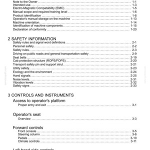 K&ouml;nnte beinhalten: Ein schwarz-wei&szlig;es Dokument mit dem Titel &bdquo;Inhaltsverzeichnis&ldquo; mit einer Liste von Themen, darunter &bdquo;Allgemeine Informationen&ldquo;, &bdquo;Sicherheitsinformationen&ldquo; und &bdquo;Bedienelemente und Instrumente&ldquo;. Das Dokument ist ein Handbuch f&uuml;r eine Maschine.