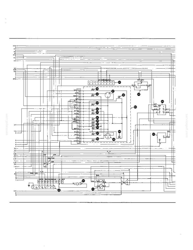 May include: A detailed black and white electrical schematic diagram with numerous lines, symbols, and labels. The diagram appears to be a technical illustration, likely for an electronic device or system. The layout is complex, with various components interconnected.