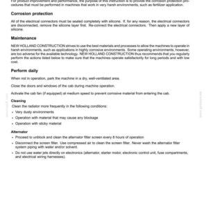 May include: A technical document page titled 7-MAINTENANCE, Machine operation - in harsh environments (Corrosion protection). It provides instructions for sealing electrical connectors with silicone, daily machine care, and cleaning procedures.