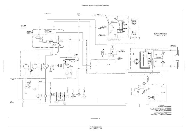 May include: A detailed black and white diagram of a hydraulic system, featuring various components and interconnected lines. The diagram includes text labels and symbols, with the title "Hydraulic systems - Hydraulic systems" at the top.