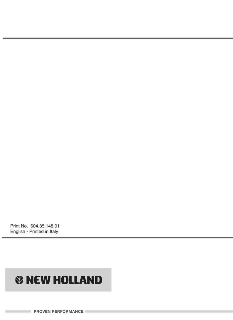 May include: A white document page featuring a horizontal black line at the top and bottom. The text reads Print No. 604.35.148.01 English - Printed in Italy. Below is the New Holland logo in black text on a gray rectangle with Proven Performance.