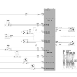 May include: A detailed electrical schematic diagram with various components labeled, including CN15, CN3B, and X245. The diagram features text and symbols, illustrating the connections and functions of the system.