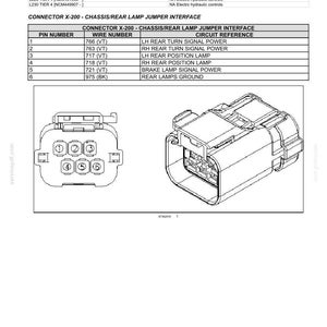 May include: Diagram of wire connectors, component diagram 20, with a chassis/rear lamp jumper interface. The diagram includes pin numbers, wire numbers, and circuit references for electrical systems.