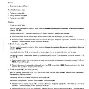 May include: A technical document titled "Electrical systems - FAULT CODES" with the error code F29, detailing the error switching magnet vibration relay. The document provides context, causes, possible failure modes, and solutions for troubleshooting.
