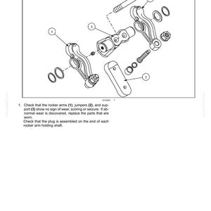 May include: Diagram of engine components, including rocker arms, jumpers, and support elements. The image includes labels and instructions for inspection, with measurements in inches.