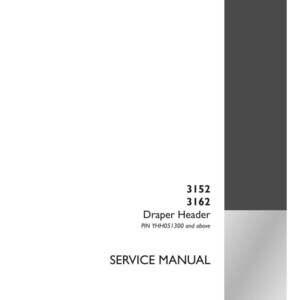 May include: A white service manual with the text "3152 3162 Draper Header SERVICE MANUAL". The manual includes the text "Part number 48144004 1st edition English May 2017" and the Case IH Agriculture logo.