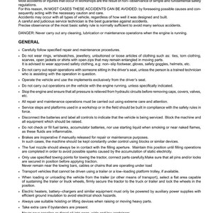 May include: A page from a manual titled "Safety rules SAFETY REGULATIONS." The text provides safety guidelines for workshops, including instructions on preventing accidents, general safety procedures, and specific precautions for vehicle maintenance.