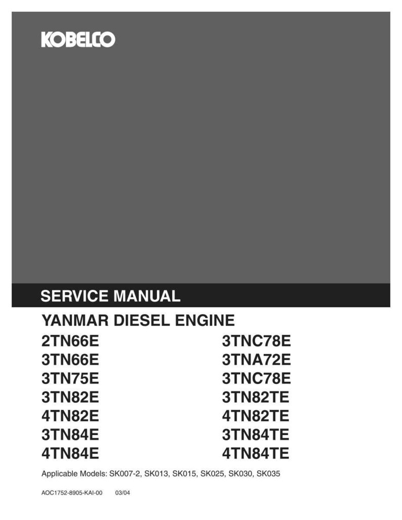 Yanmar 2tn66e, 3tn66e, 3tna72e, 3tn75e, 3tnc78e, 3tn82e, 3tn82te, 3tn84e, 3tn84te, 4tn82e, 4TN82TE, 4TN84E, 4TN8 Engine Service Manual image 3