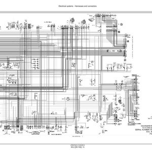 May include: A detailed black and white electrical schematic diagram. The diagram features numerous lines, symbols, and text, labeled "Electrical systems - Harnesses and connectors". Includes text: "GUARDIAN B72451, B72754 ELECTRICAL SCHEMATIC SERIAL NUMBER YDH00002 AND AFTER RAC 4786467 PAGE 1".
