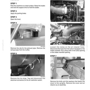Op de afbeelding: Een zwart-wit diagram van het verwijderingsproces van een hoofdremcilinder. De stappen omvatten het verwijderen van clips, slangen en elektrische connectoren. Tekst geeft instructies voor elke stap. De afbeelding is een pagina uit een servicehandleiding.
