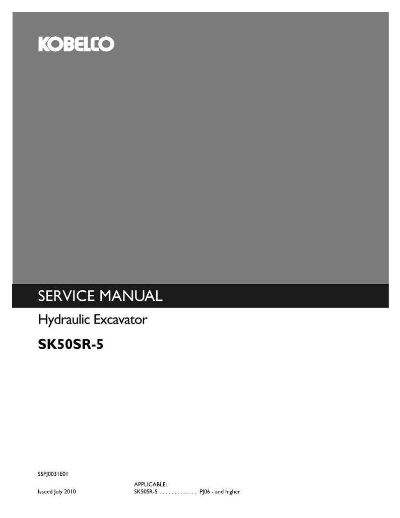 Manual de servicio y reparación para la excavadora hidráulica Kobelco SK50SR-5 / Descarga instantánea en PDF imagen 3
