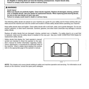 May include: A page from a manual titled "2 - SAFETY INFORMATION" with safety warnings. The page includes text about safety decals and a symbol indicating the need to consult the operator's manual.