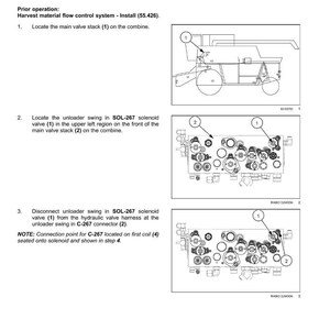 K&ouml;nnte beinhalten: Diagramm zum Ausbau des Entladeschwingers in einem SOL-267 Magnetventil des Erntegutflussregelungssystems. Enth&auml;lt Illustrationen von Ventilstapeln und Anschlusspunkten mit Beschriftungen f&uuml;r jede Komponente.