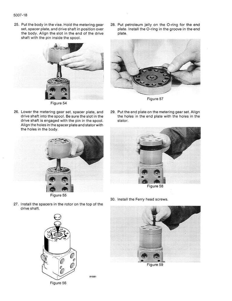 May include: A technical diagram with step-by-step instructions for assembling a mechanical component. The image shows various parts, including a metering gear set, spacer plate, and drive shaft. Text and figures are included.