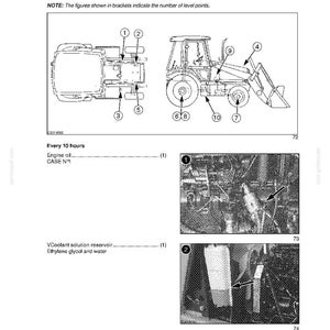 May include: Diagram of a tractor with labeled parts for lubrication and fluid levels. The image includes top and side views of the tractor, with numbered points indicating level locations. Text includes "SECTION 8 - LUBRICATION/FILTERS/FLUIDS" and "LEVELS."