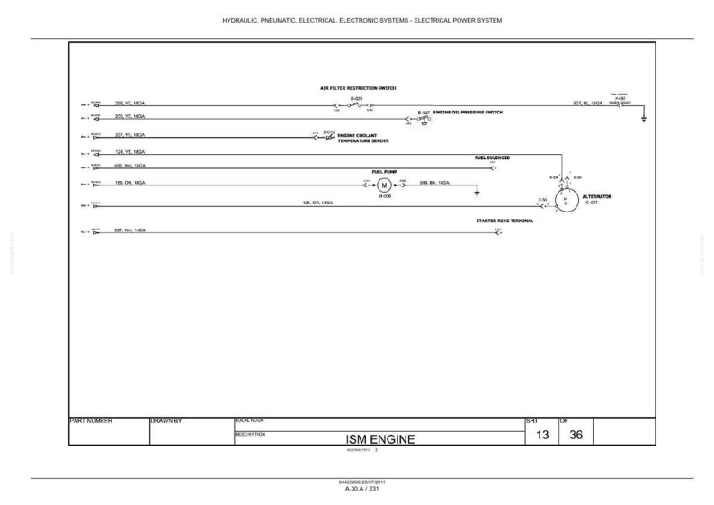 Pode incluir: Um diagrama esquem&aacute;tico de um sistema de energia el&eacute;trica, com r&oacute;tulos para componentes como o interruptor de restri&ccedil;&atilde;o do filtro de ar e a bomba de combust&iacute;vel. O diagrama inclui texto e s&iacute;mbolos.