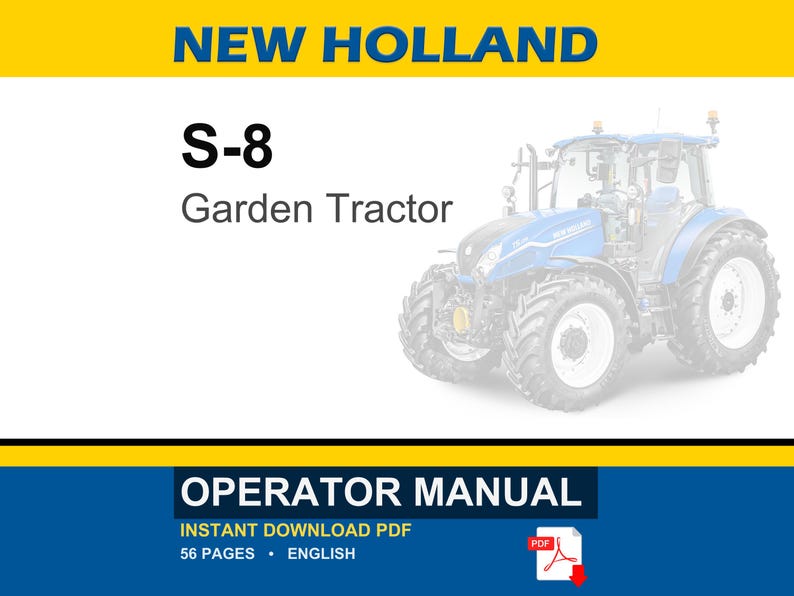 New Holland S-8 Garden Tractor Operator Owners Operation Manual | Instant PDF Download image 1
