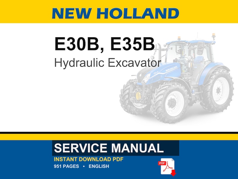 New Holland E30B, E35B Compact Hydraulic Excavator Service Repair Workshop Manual | Instant PDF Download image 1