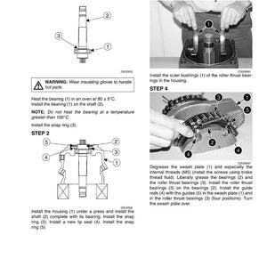 Może przedstawiać: Instrukcja montażu ze schematami element&oacute;w mechanicznych. Przewodnik krok po kroku z ponumerowanymi częściami i ostrzeżeniami. Zawiera obrazy procesu montażu, ze szczeg&oacute;łowymi instrukcjami dla każdego kroku. Obraz jest czarno-biały.