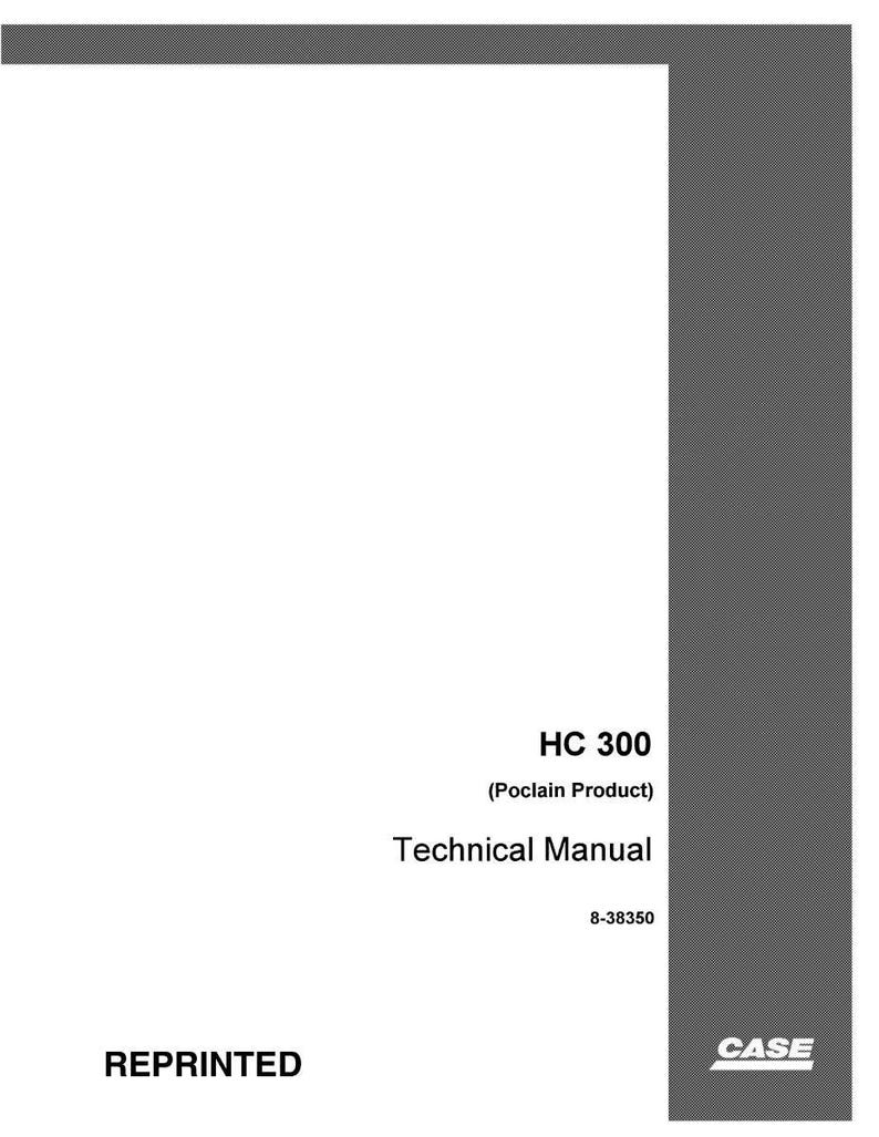 May include: A white technical manual titled "HC 300 (Poclain Product)" with the word "REPRINTED" at the bottom. The manual has a gray vertical stripe on the right side and the CASE logo.
