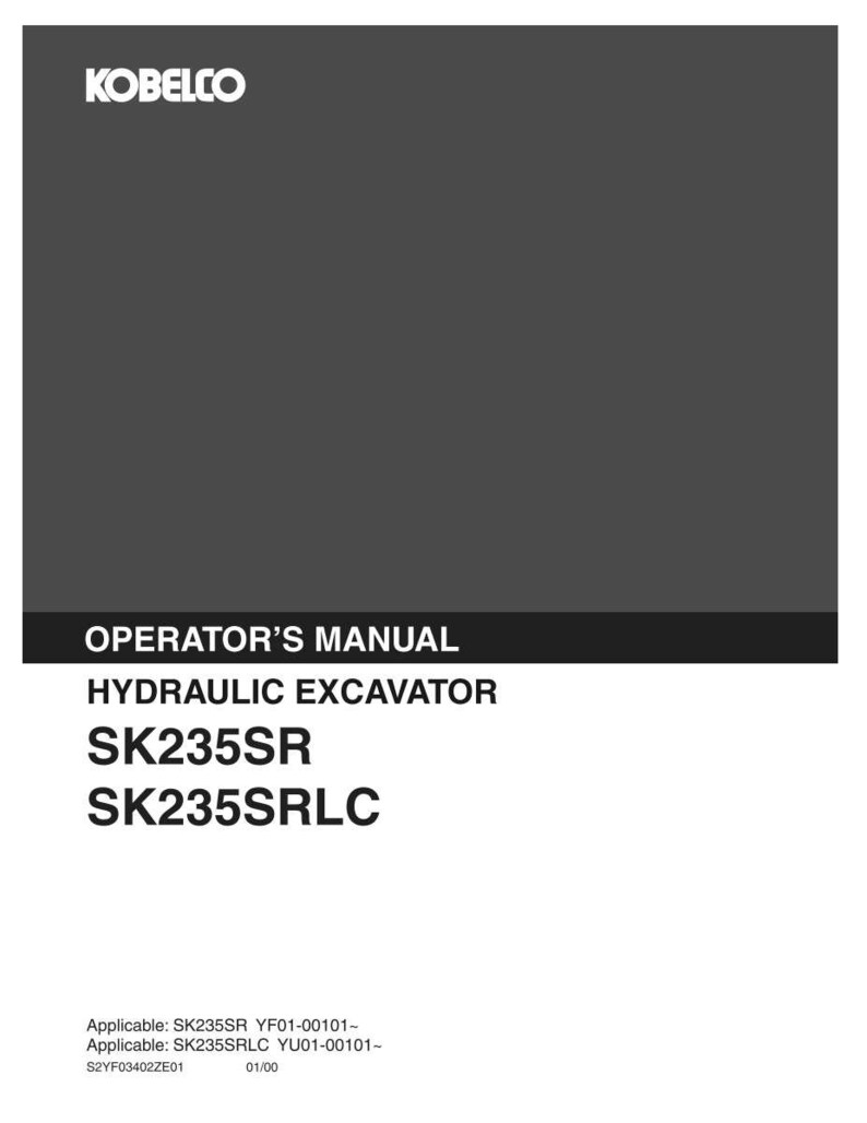 Kobelco SK235SR, SK235SRLC Hydraulic Excavator Operator Owners Operation Manual | Instant PDF Download image 2