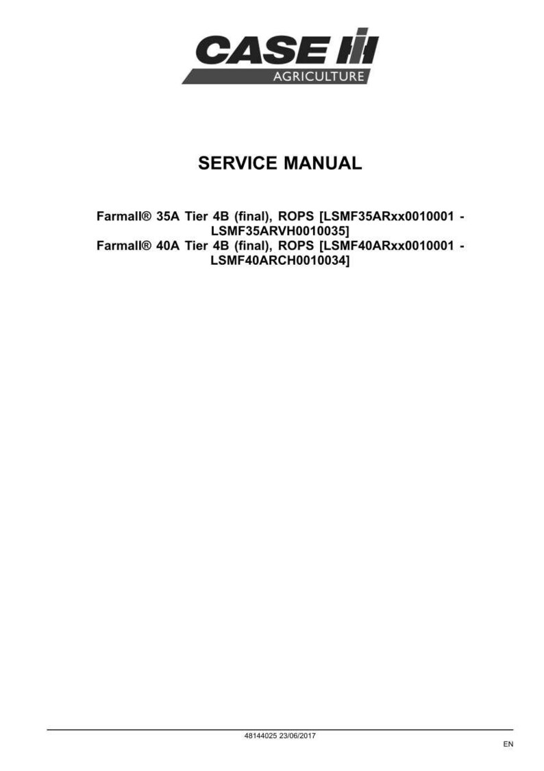 May include: A white document with the Case IH Agriculture logo at the top. The text reads "SERVICE MANUAL" followed by specifications for Farmall 35A and 40A Tier 4B models. The document includes model numbers and ROPS information.