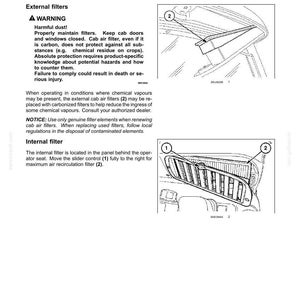 Puede incluir: Una p&aacute;gina de manual t&eacute;cnico titulada 3-CONTROLS AND INSTRUMENTS que detalla los filtros de aire de cabina. Incluye instrucciones, una advertencia sobre polvo nocivo y dos diagramas de l&iacute;neas que muestran la ubicaci&oacute;n de los filtros.