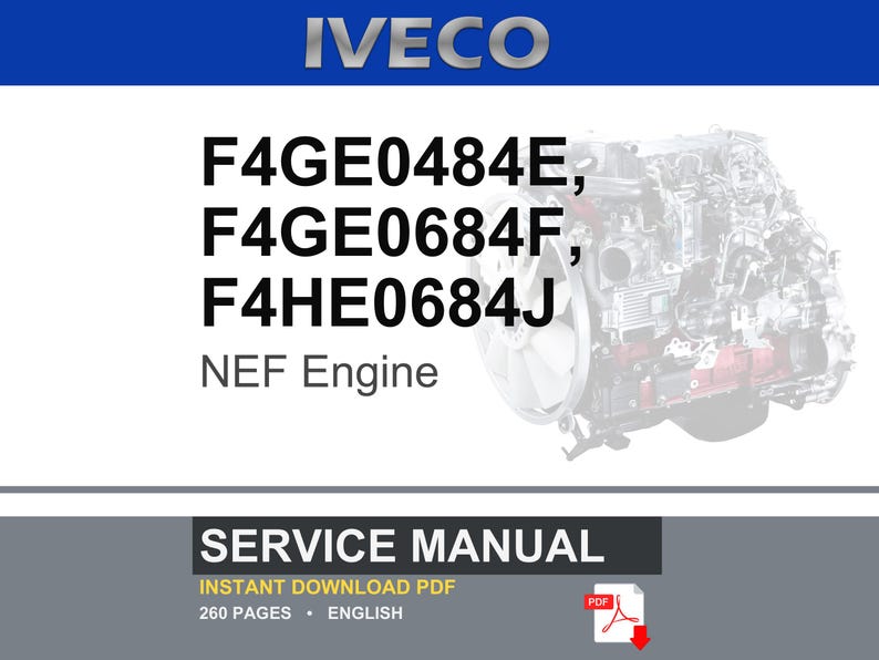 Iveco Nef Engines F4ge0484e F4GE0684F F4HE0684J Service Repair Workshop Manual | Instant PDF Download image 1