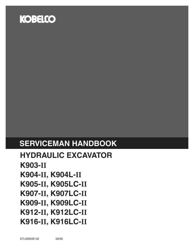 Kobelco K903-Ii, K904-Ii, K904l-Ii, K905-Ii, K905lc-Ii, K907-Ii, K907lc-Ii, K909-Ii, K912-II, K916-II Hydraulic Excavator Service Manual image 2