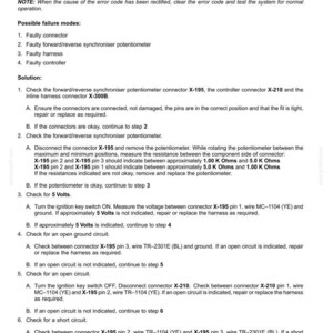 Puede incluir: Documento t&eacute;cnico con el c&oacute;digo de error 2062 para un potenci&oacute;metro de sincronizaci&oacute;n de avance/retroceso en un sistema el&eacute;ctrico. Incluye pasos de soluci&oacute;n de problemas y comprobaciones.