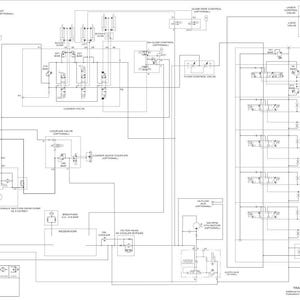 Puede incluir: Diagrama esquem&aacute;tico hidr&aacute;ulico en blanco y negro para una cargadora de tractor. El diagrama incluye varios componentes como v&aacute;lvulas, bombas y filtros, con etiquetas y l&iacute;neas que los conectan. El diagrama est&aacute; etiquetado como "HYDRAULIC SCHEMATIC TRACTOR LOADER - UNCL TBF 48".