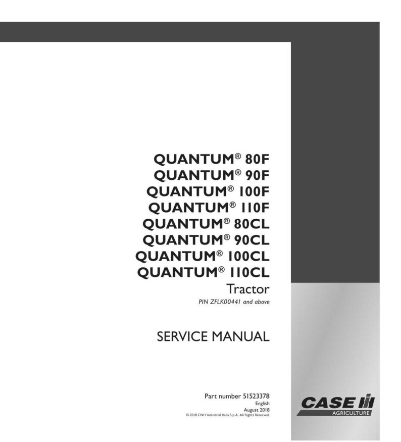 May include: A white service manual with the text "QUANTUM" followed by model numbers, and "Tractor". The manual includes the text "SERVICE MANUAL" and the Case IH Agriculture logo.