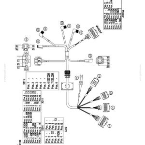 K&ouml;nnte beinhalten: Diagramm von elektrischen Kabelb&auml;umen mit mehreren Steckern, beschriftet mit Positionen und Codes. Das Diagramm enth&auml;lt Text wie "SECTION 88 - ACCESSORIES - CHAPTER 1" und "JCDHA".