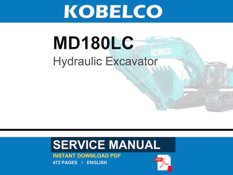 Kobelco MD180LC Hydraulic Excavator Service Repair Workshop Manual | Instant PDF Download image 1
