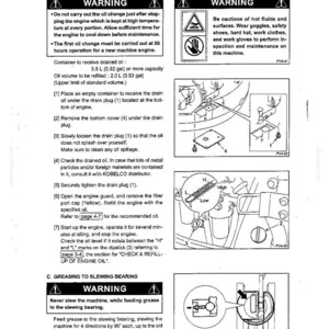 May include: A technical manual page titled MAINTENANCE - 250Hr, detailing engine oil change procedures with warnings, diagrams, and instructions. It specifies a 3.5 L (0.92 gal) container capacity and 2.0 L (0.53 gal) refill volume for the engine oil.