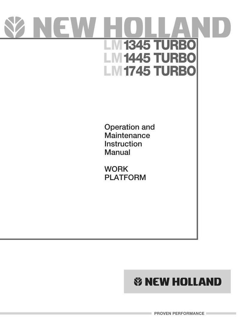 May include: A white New Holland Operation and Maintenance Instruction Manual for the Work Platform, featuring the text LM1345 TURBO, LM1445 TURBO, and LM1745 TURBO. The cover includes the New Holland logo and the text PROVEN PERFORMANCE at the bottom.