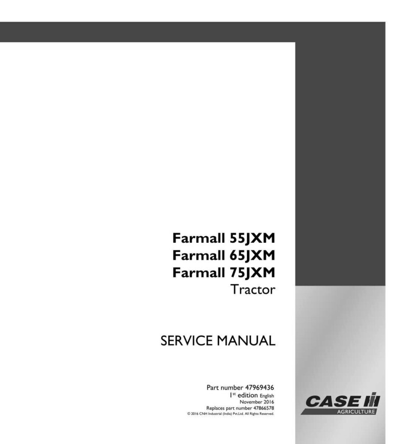 Op de afbeelding: Een witte servicehandleiding met de tekst "Farmall 55JXM, 65JXM, 75JXM Tractor" in het zwart. De cover bevat ook de woorden "SERVICE MANUAL" en het Case IH Agriculture logo.