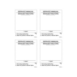 Puede incluir: Cuatro tarjetas rectangulares blancas con el texto "SERVICE MANUAL MAXXUM TRACTORS" impreso en negro. Cada tarjeta tiene instrucciones para recortar a lo largo de una l&iacute;nea discontinua y deslizarla en un bolsillo en el lomo del encuadernador.