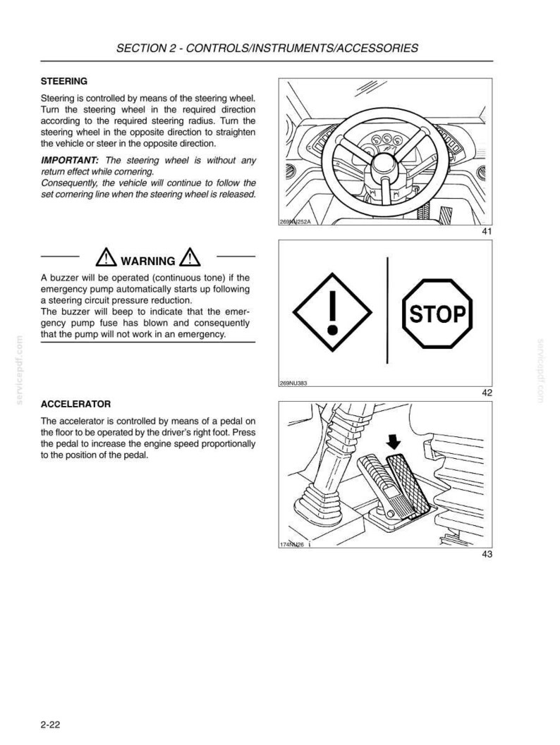 K&ouml;nnte beinhalten: Diagramm von Fahrzeugbedienelementen, einschlie&szlig;lich Lenkrad, Warnsymbol, Stoppschild und Gaspedal. Text erkl&auml;rt Lenkung, Warnsummer und Gaspedal-Funktion.